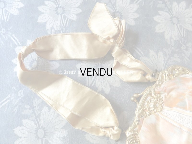 画像5: 未使用 19世紀 アンティーク  シルク製 クリーミーオレンジ色のオモニエール  ロカイユ装飾