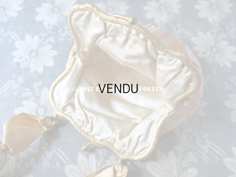 画像9: 未使用 19世紀 アンティーク  シルク製 クリーミーオレンジ色のオモニエール  ロカイユ装飾