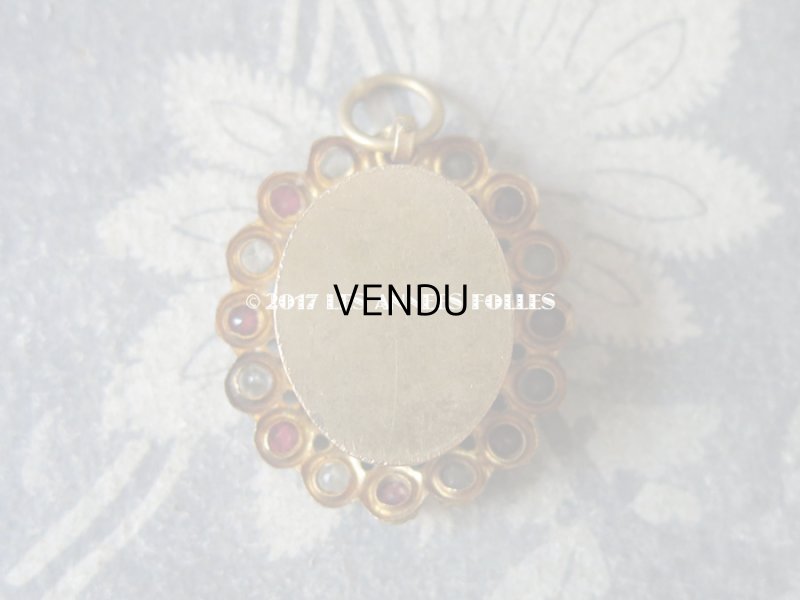 画像4: 19世紀 アンティーク ルリケール 聖遺物のペンダント 赤と透明のラインストーン 聖人の遺品