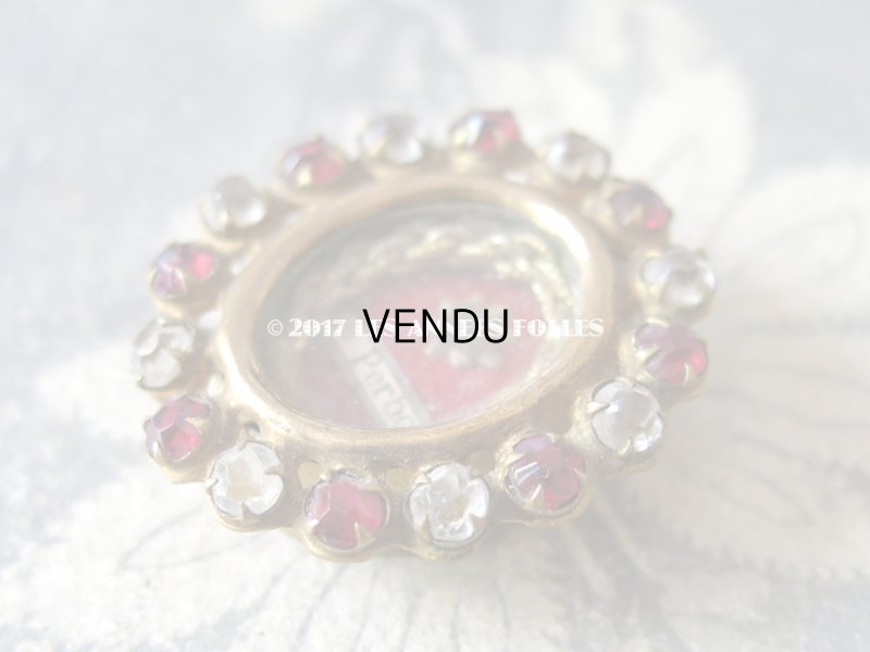 画像3: 19世紀 アンティーク ルリケール 聖遺物のペンダント 赤と透明のラインストーン 聖人の遺品