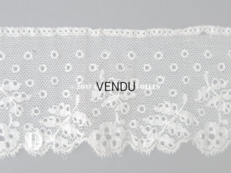 画像9: 1900年代 アンティーク 花とリーフ＆ドット柄のレース アイボリー