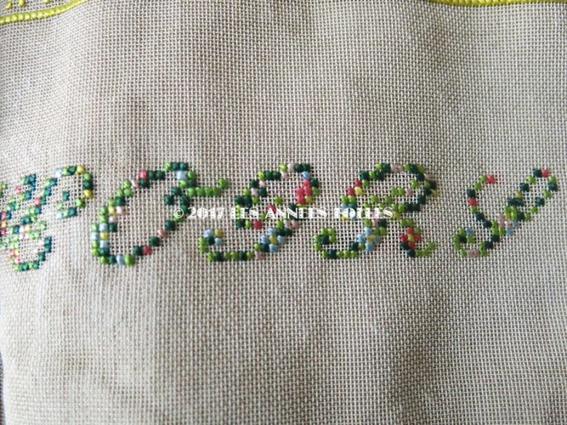 画像9: ＊蚤の市＊アンティーク 大きなハンキーケース クロスステッチ シルク製 ハンカチ用ポシェット MOUCHOIRS