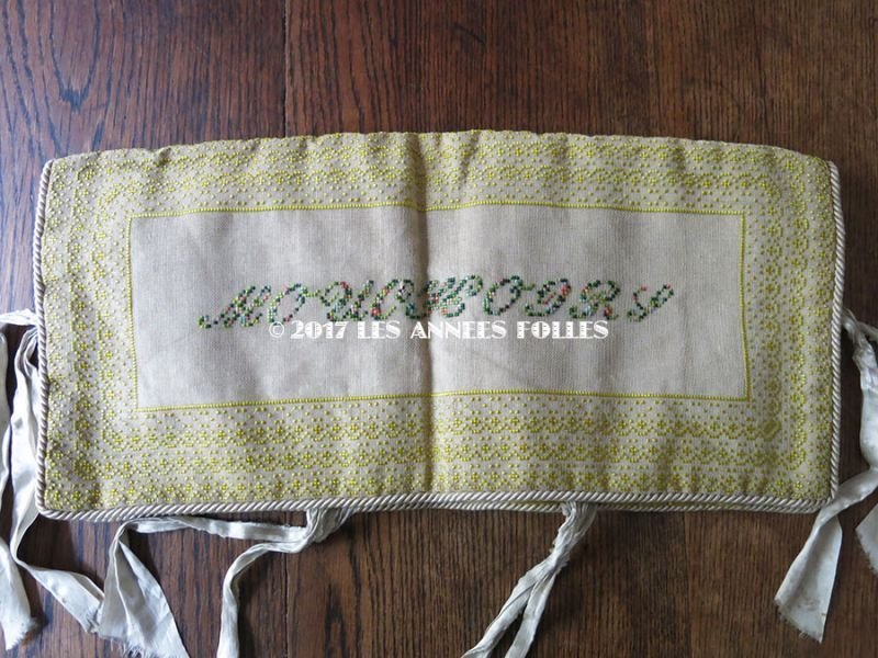画像7: ＊蚤の市＊アンティーク 大きなハンキーケース クロスステッチ シルク製 ハンカチ用ポシェット MOUCHOIRS