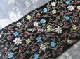 画像3: 1900年代 アンティーク シルク製 ジャガード織 リボン 花模様 142cm 黒　 (3)