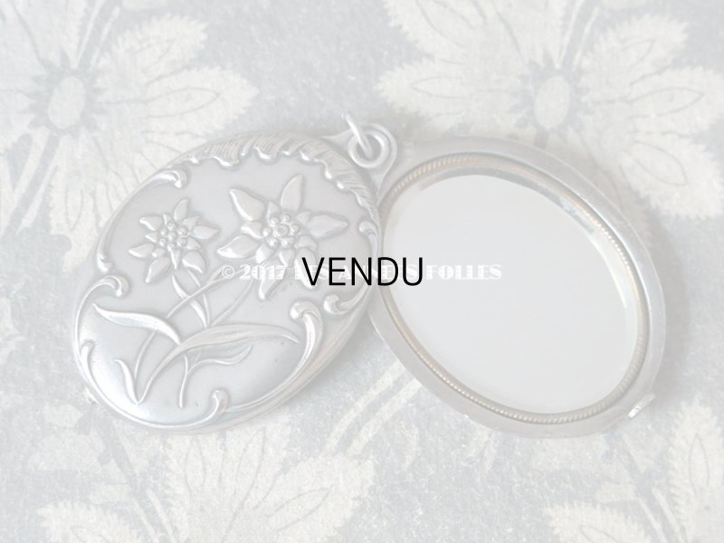 画像4: 1900年代 アンティーク シャトレーヌ 手鏡 エーデルワイス スライド式 ミラー ペンダント