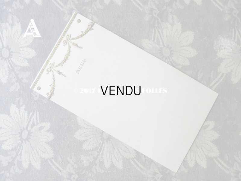 画像4: 未使用 アンティーク メニュー MENU リボンと薔薇のガーランド