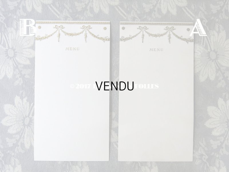 画像3: 未使用 アンティーク メニュー MENU リボンと薔薇のガーランド