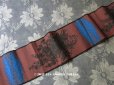 画像1: 19世紀 アンティーク シルク製 リボン ジャガード織 黒＆ブルーの花模様 1m  (1)