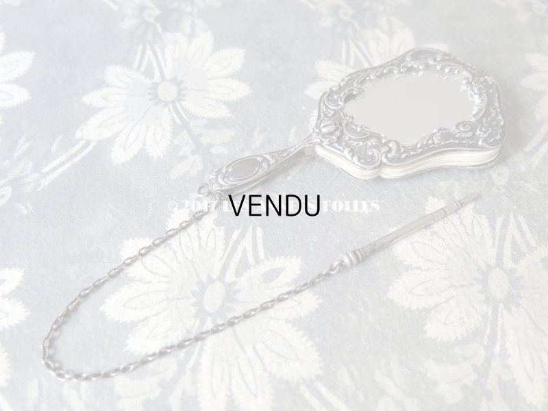 画像12: 1850年頃 アンティーク シルバー製 舞踏会の手帳 ミラー&ペンシル付 ファン型 CARNET DE BAL カルネ・ド・バル