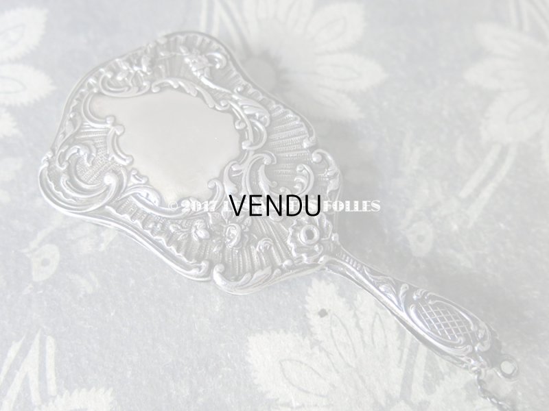 画像8: 1850年頃 アンティーク シルバー製 舞踏会の手帳 ミラー&ペンシル付 ファン型 CARNET DE BAL カルネ・ド・バル