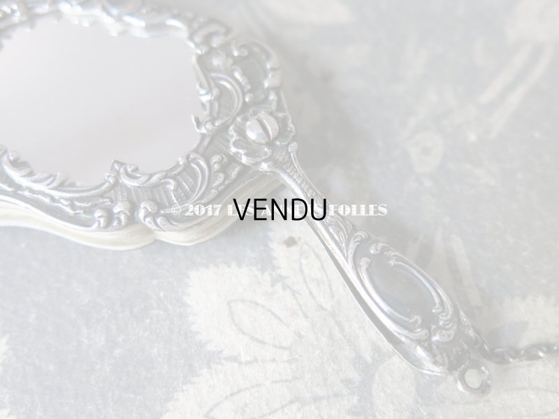 画像7: 1850年頃 アンティーク シルバー製 舞踏会の手帳 ミラー&ペンシル付 ファン型 CARNET DE BAL カルネ・ド・バル