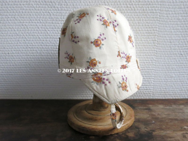 画像4: 未使用 1930年代 アンティーク  ラベル付　子供用帽子 花模様　クロッシェ リボン付