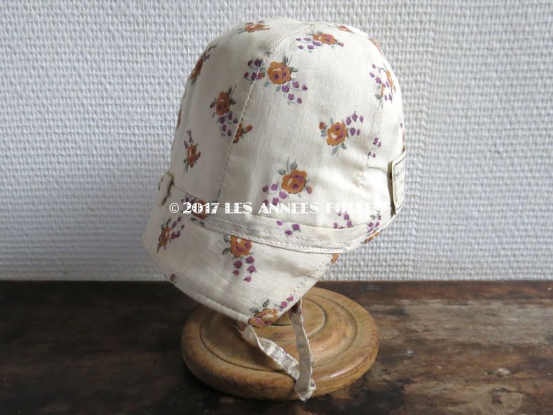 画像3: 未使用 1930年代 アンティーク  ラベル付　子供用帽子 花模様　クロッシェ リボン付