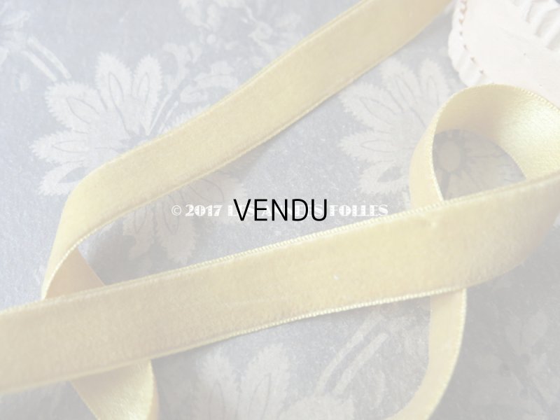 画像5: 19世紀末 アンティーク シルク製 ベルベット&サテンリボン 18mm幅 ダブルフェイス 6.9m マスタード色