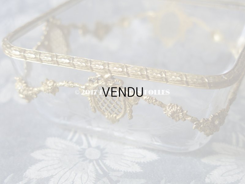 画像6: 1900年代 アンティーク 小物入れ ジュエリーボックス リボンのメダイヨン＆花のガーランド