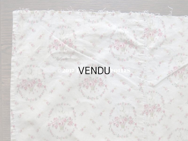 画像5: 1900年代 アンティーク  薔薇の花かごのぼかし柄 コットン製ファブリック 106×104cm