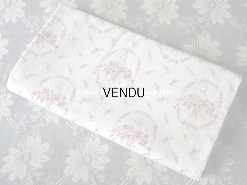 画像3: 1900年代 アンティーク  薔薇の花かごのぼかし柄 コットン製ファブリック 106×104cm