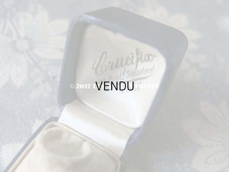 画像9: アンティーク ジュエリーボックス 金彩入り ダークブルー リングボックス