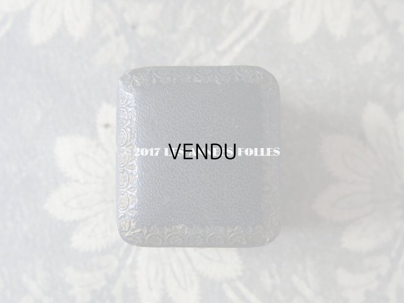 画像3: アンティーク ジュエリーボックス 金彩入り ダークブルー リングボックス