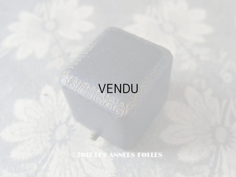 画像1: アンティーク ジュエリーボックス 金彩入り ダークブルー リングボックス