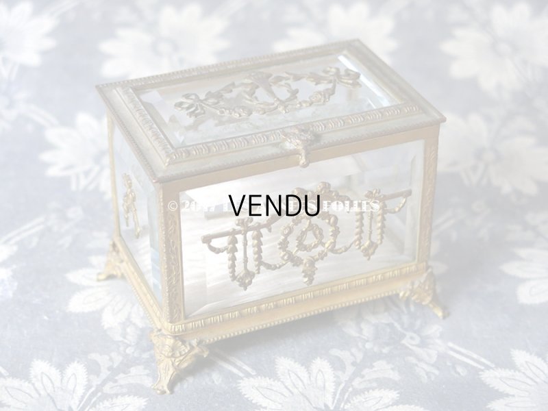 画像3: 19世紀 アンティーク ジュエリーボックス 薔薇とリボンのガーランド