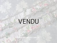 18世紀 アンティーク シルク製 ジャガード織 リボン 花模様 