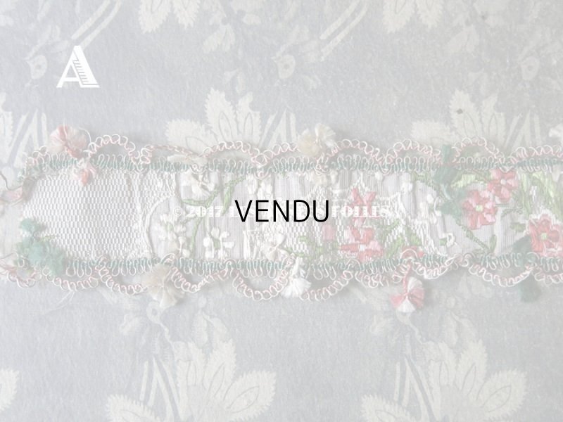 画像3: 18世紀 アンティーク シルク製 ジャガード織 リボン 花模様