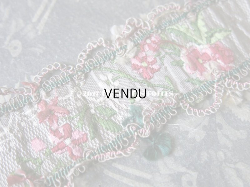 画像10: 18世紀 アンティーク シルク製 ジャガード織 リボン 花模様