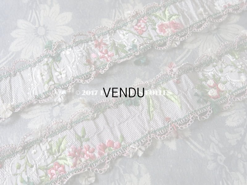画像2: 18世紀 アンティーク シルク製 ジャガード織 リボン 花模様 