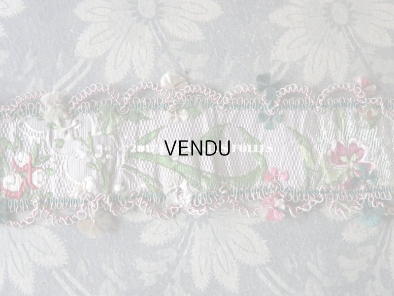 画像14: 18世紀 アンティーク シルク製 ジャガード織 リボン 花模様