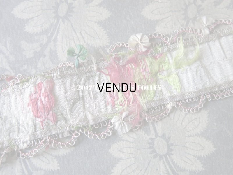 画像9: 18世紀 アンティーク シルク製 ジャガード織 リボン 花模様