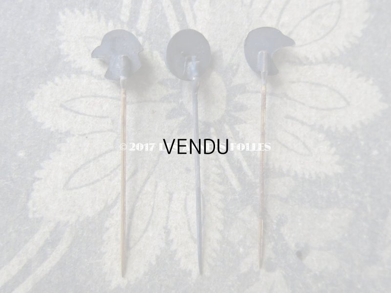 画像18: 1900年代 アンティーク エパングル 鳥　トランプ柄　花 月 フレンチジェット＆ゴールド EPINGLES TOILETTE