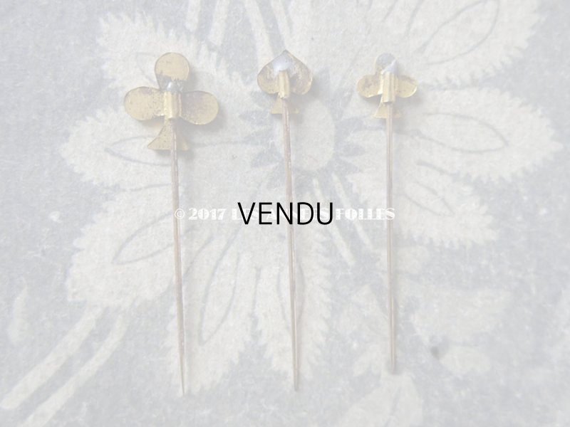 画像7: 1900年代 アンティーク エパングル 鳥　トランプ柄　花 月 フレンチジェット＆ゴールド EPINGLES TOILETTE