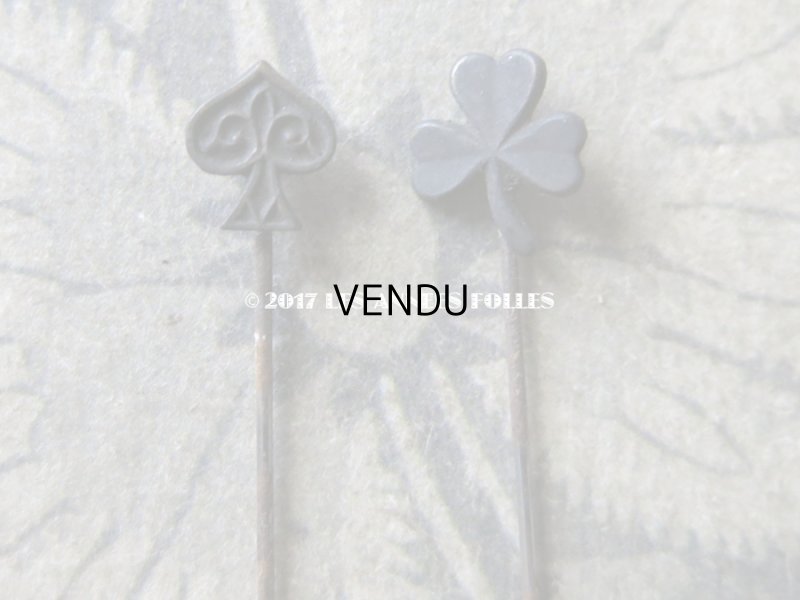 画像14: 1900年代 アンティーク エパングル 鳥　トランプ柄　花 月 フレンチジェット＆ゴールド EPINGLES TOILETTE