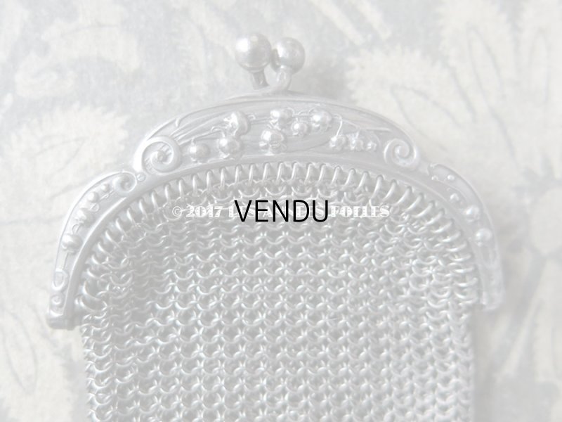 画像4: 1900年代 アンティーク シルバー製 鈴蘭 メタルメッシュのコインケース 仕切り付き