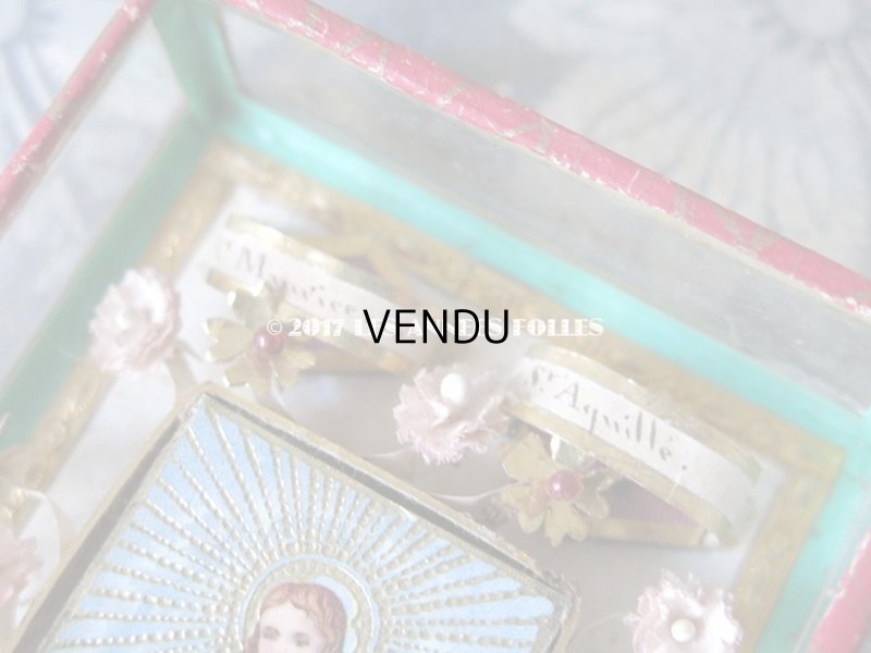 画像4: 19世紀 アンティーク ルリケール 聖遺物のガラスフレーム  聖人の遺品