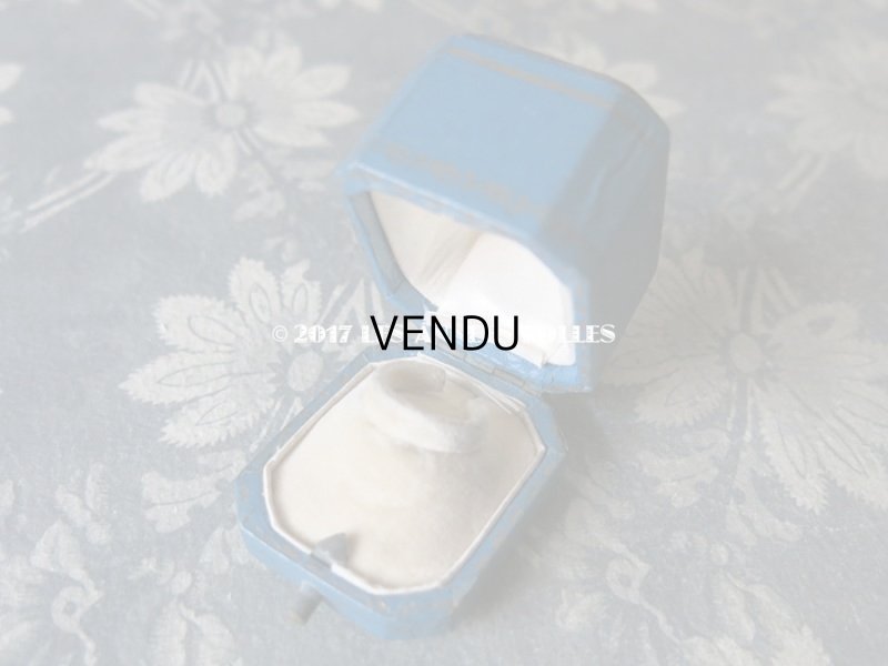 画像5: アンティーク ジュエリーボックス 金彩入り ブルー リングボックス