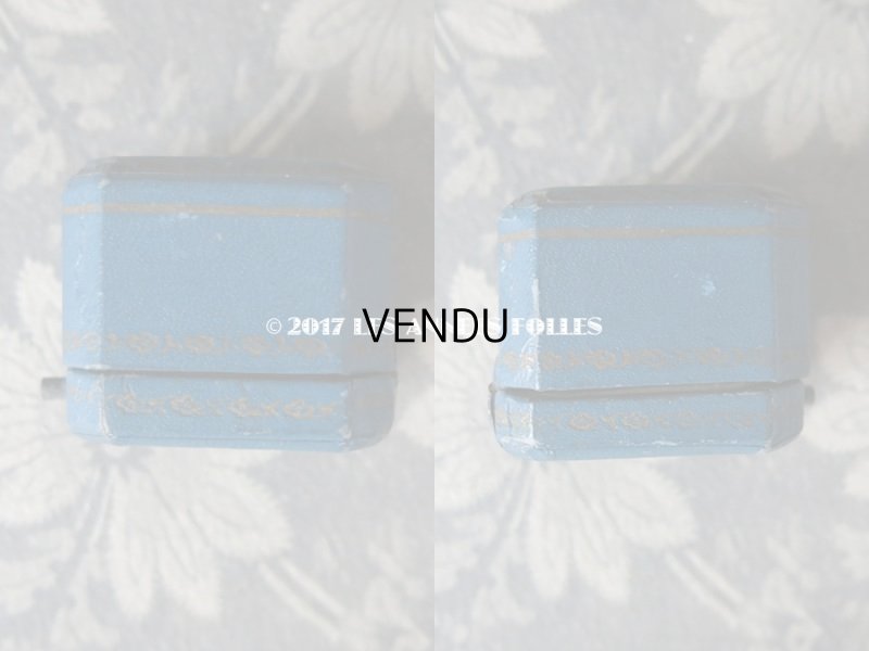 画像4: アンティーク ジュエリーボックス 金彩入り ブルー リングボックス