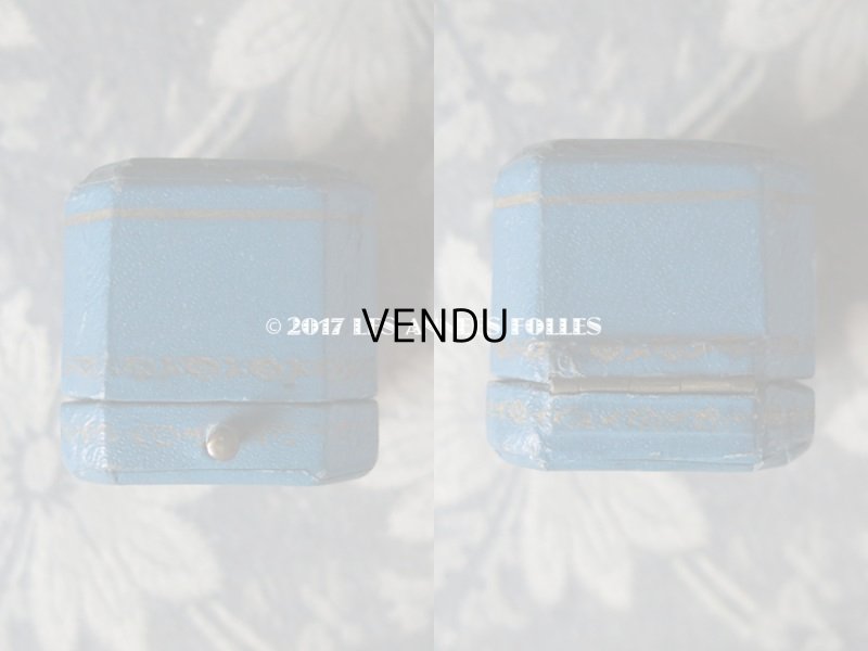 画像3: アンティーク ジュエリーボックス 金彩入り ブルー リングボックス