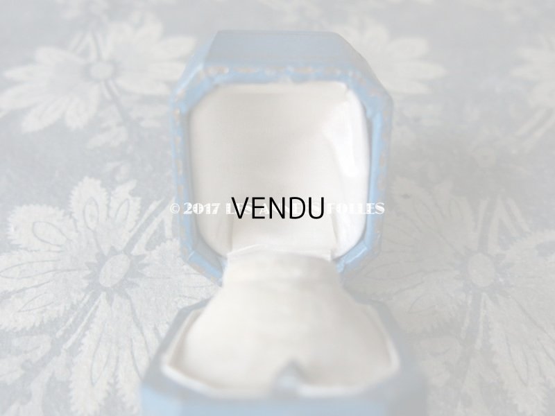 画像8: アンティーク ジュエリーボックス 金彩入り ブルー リングボックス