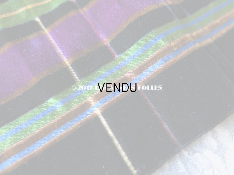 画像3: 19世紀末 アンティーク シルク製 幅広リボン ベルベット＆サテンの格子柄  72cm