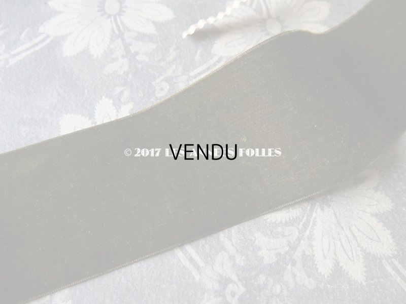 画像4: 19世紀末 アンティーク シルク製 幅広 ベルベットのリボン カーキ色  4.9m 幅5.6cm