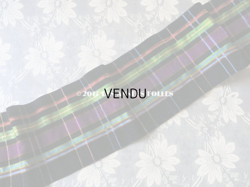 画像5: 19世紀末 アンティーク シルク製 幅広リボン ベルベット＆サテンの格子柄  72cm