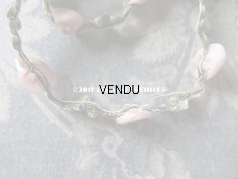 画像18: 19世紀末 アンティーク シルク製  ロココトリム ピンクの薔薇 ロココリボン