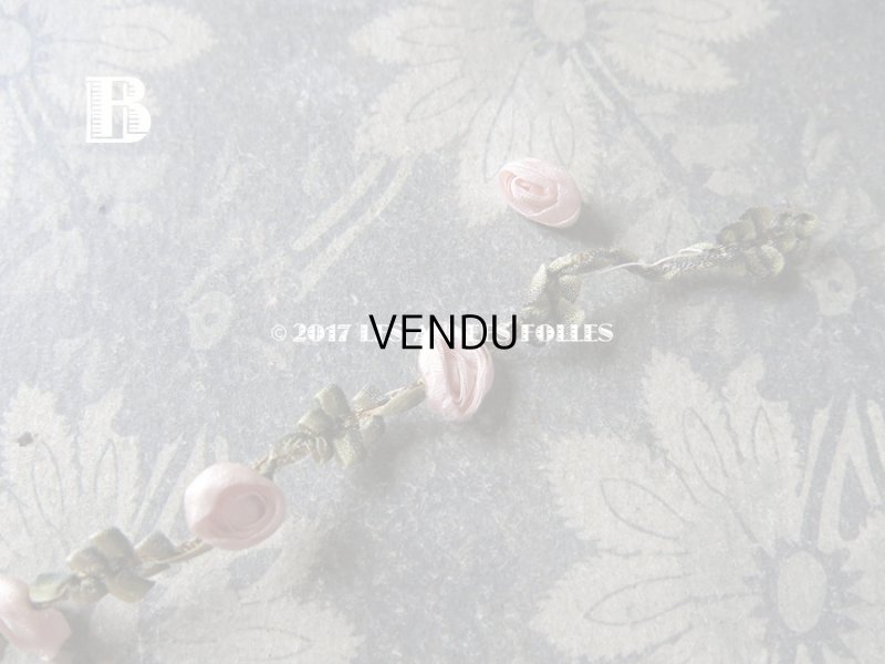 画像10: 19世紀末 アンティーク シルク製  ロココトリム ピンクの薔薇 ロココリボン