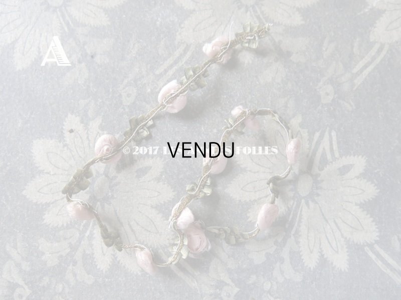 画像6: 19世紀末 アンティーク シルク製  ロココトリム ピンクの薔薇 ロココリボン