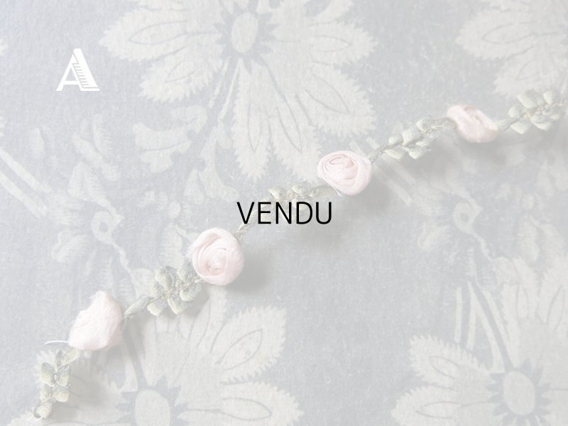 画像3: 19世紀末 アンティーク シルク製  ロココトリム ピンクの薔薇 ロココリボン