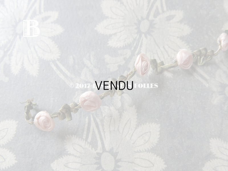 画像8: 19世紀末 アンティーク シルク製  ロココトリム ピンクの薔薇 ロココリボン