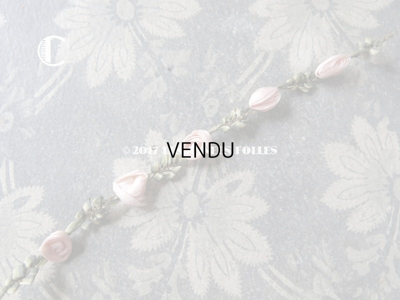 画像16: 19世紀末 アンティーク シルク製  ロココトリム ピンクの薔薇 ロココリボン