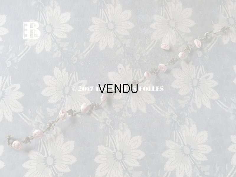 画像7: 19世紀末 アンティーク シルク製  ロココトリム ピンクの薔薇 ロココリボン